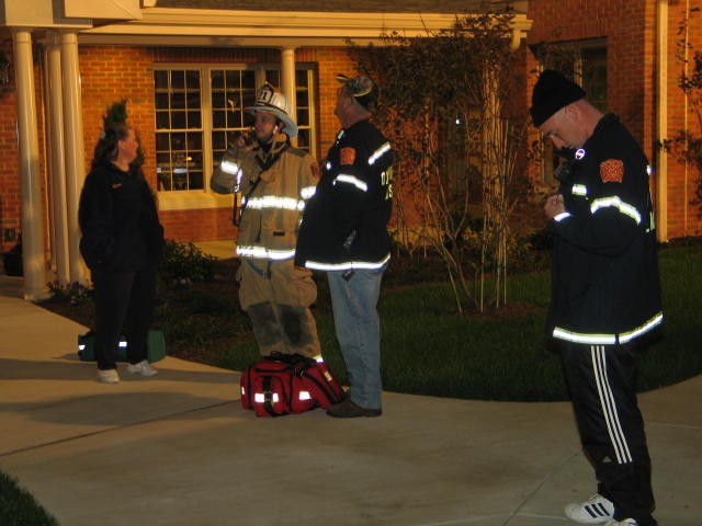 Captain Brian Kelley with the EMS crew of Brenda Slauch, Alan Kennedy, and Dave Messaros at an incident at Ware Presbyterian Village.